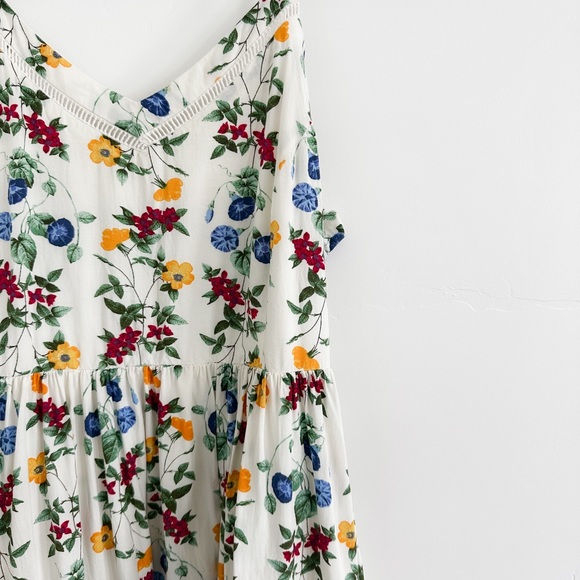 Old Navy Floral Midi Spaghetti Strap Dress - Ivory and Multicolor - Picture 2 of 8